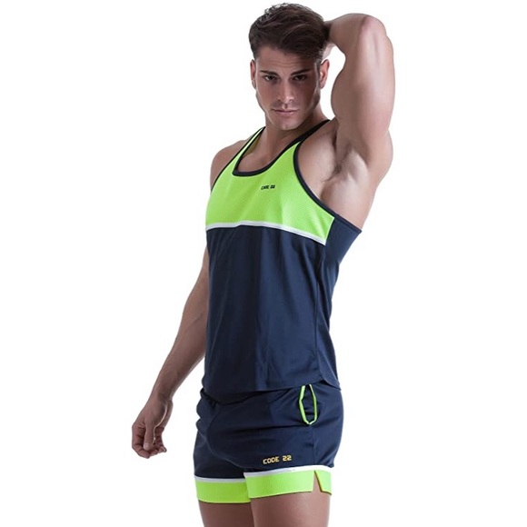 CODE 22 NEO Mesh Tank top in yellow/blue combo - Picture 3 of 7